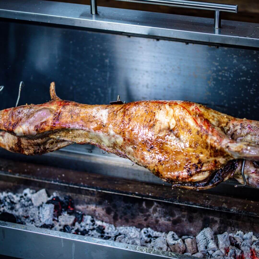 How to Balance a Lamb on a Spit Roaster – Flaming Coals