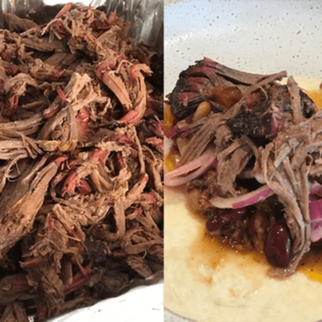 This image shows Pulled Beef Tacos