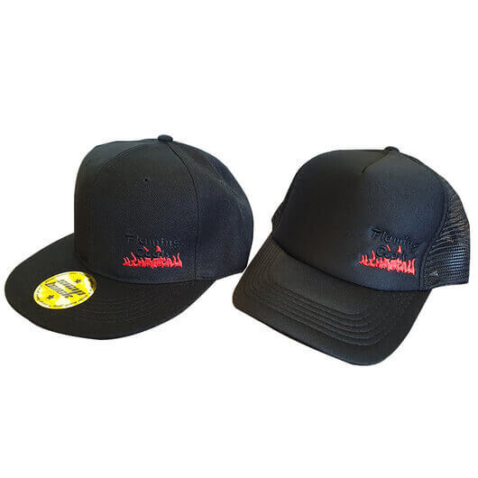 Flaming Coals BBQ Hat/Cap FC Logo Black - Flat Brim & Trucker