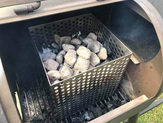 Offset Smoker Charcoal Basket Flaming Coals