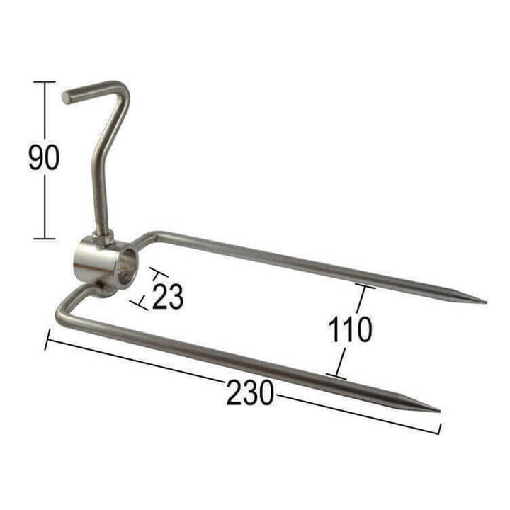 Spit Roaster Prong-Large Stainless Steel-22mm Round-(x2) - Flaming Coals