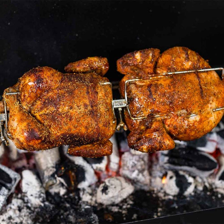 Small 4 Prong Rotisserie Fork for Chicken - 10mm square x 2 - Flaming Coals