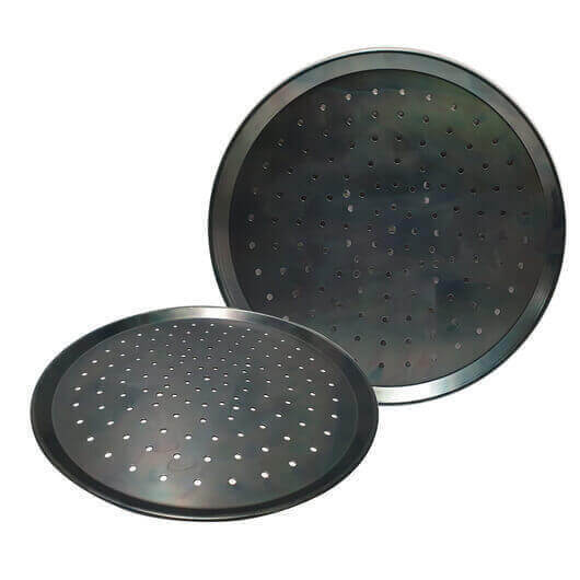 Perforated Black Pizza Tray - Flaming Coals