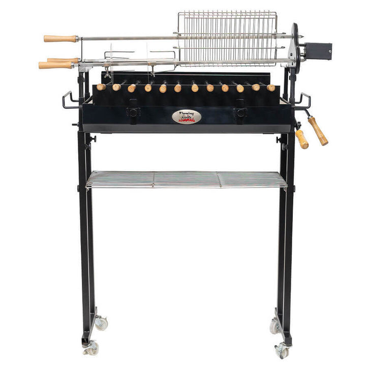 Deluxe Foukou Cyprus Grill Spit 3mm Thick Flaming Coals - BBQ Spit Rotisseries