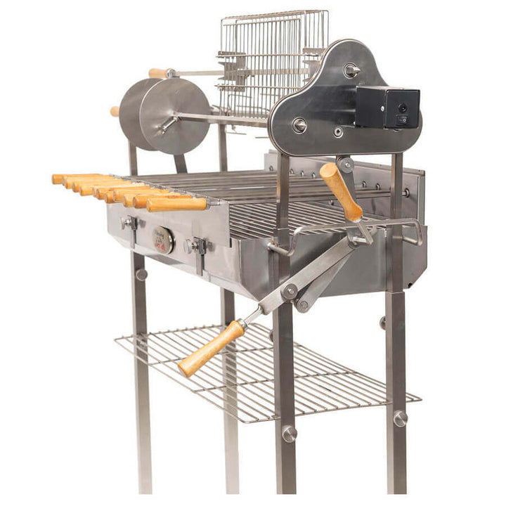 Deluxe Cyprus Grill Spit - Stainless Steel - Flaming Coals