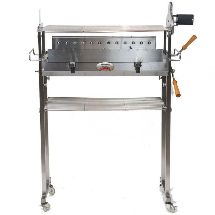 Deluxe Cyprus Grill Spit - Stainless Steel - Flaming Coals