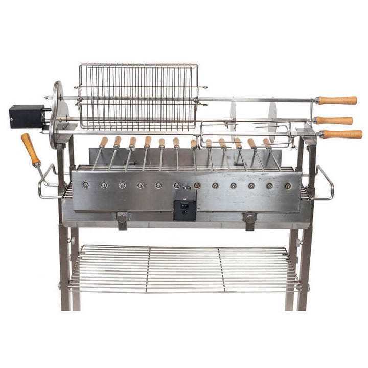 Deluxe Cyprus Grill Spit - Stainless Steel - Flaming Coals