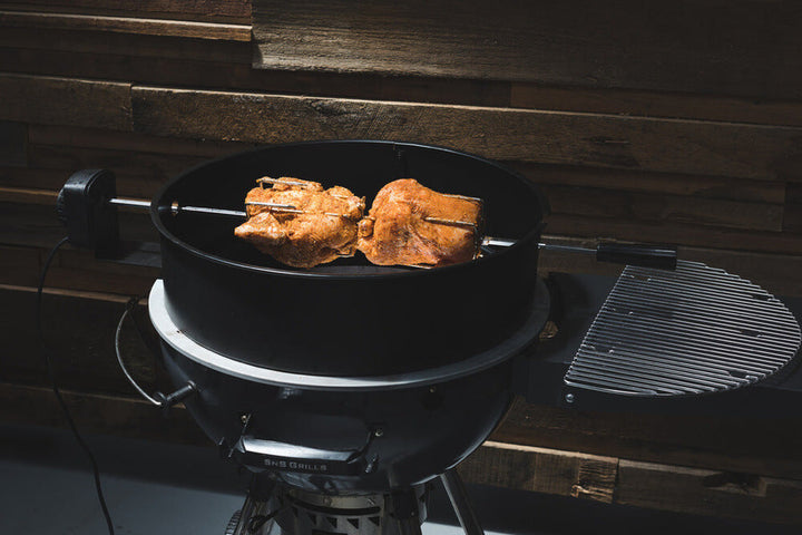 57cm Kettle Rotisserie Kit | Flaming Coals - BBQ Spit Rotisseries