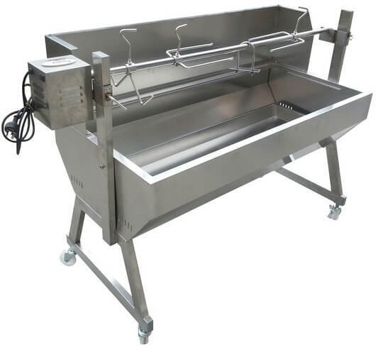 1500 Stainless Steel Spartan Spit Roaster | Flaming Coals