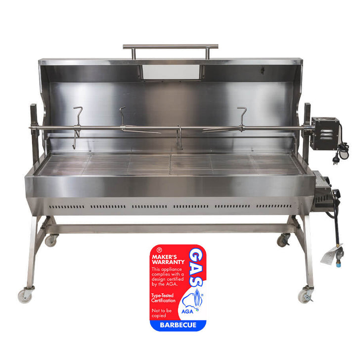 Dual Fuel Charcoal and Gas Spit Roaster 1500mm | Flaming Coals - BBQ Spit Rotisseries