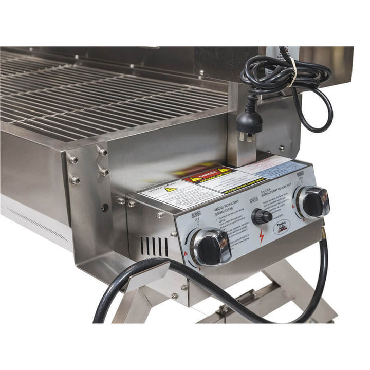 DUAL FUEL Charcoal and Gas Spit Roaster 1500mm | Flaming Coals