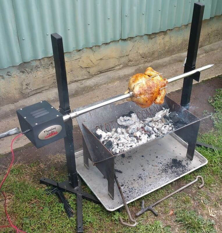 2x Heavy Duty Portable Spit Rotisserie Stands/ DIY Legs | Flaming Coals