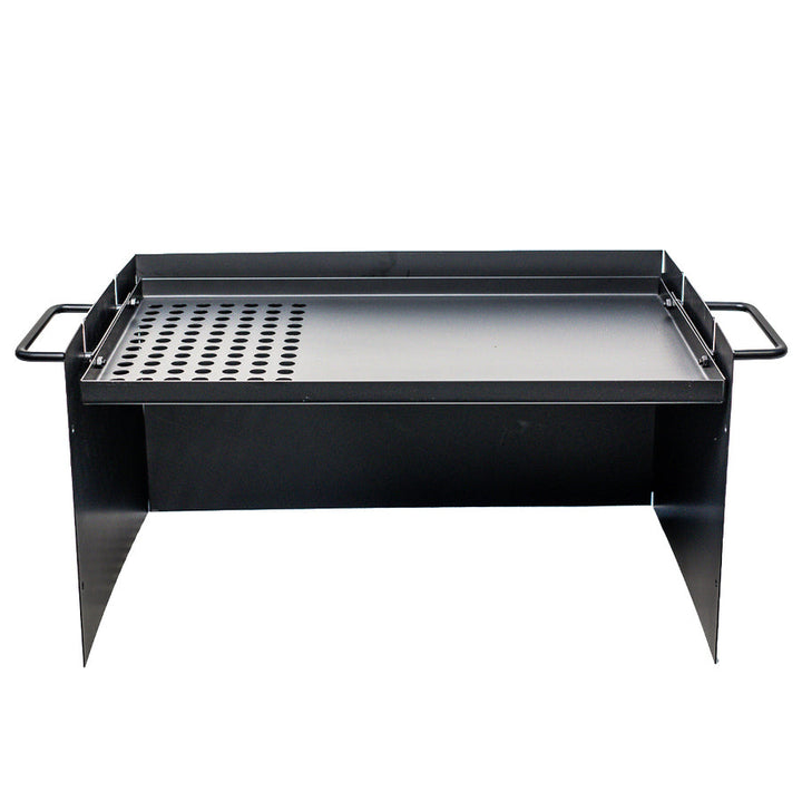 Flat Plate Cooker with Windshield | Flaming Coals